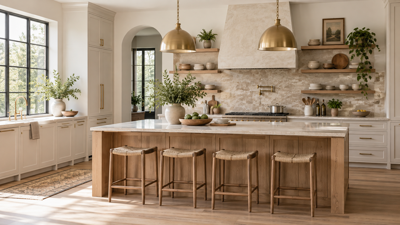 Warm wood kitchen with refined storage and work surfaces