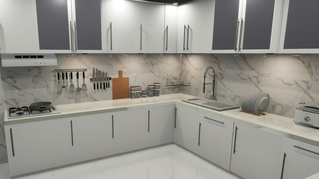 Modern kitchen with clean lines, natural light and integrated storage
