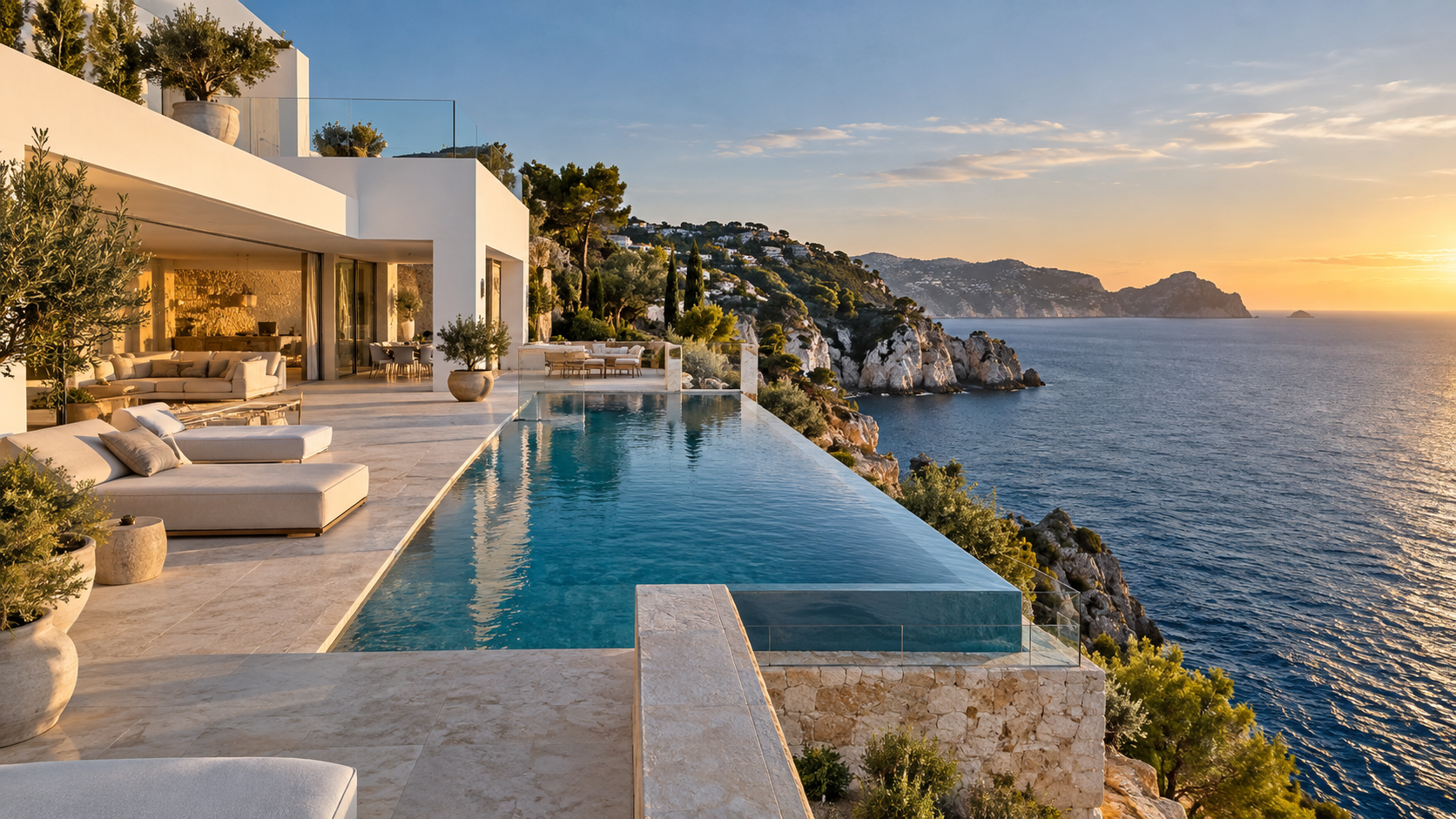 Coastal Cliffside Villa Coastal cliffside luxury villa overlooking the blue Mediterranean sea