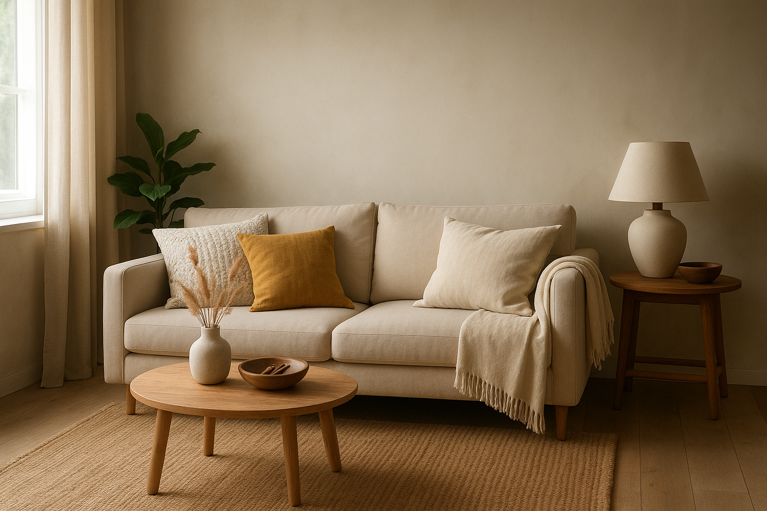 Bamboo privacy screen with clipped planters and a cozy cushion
