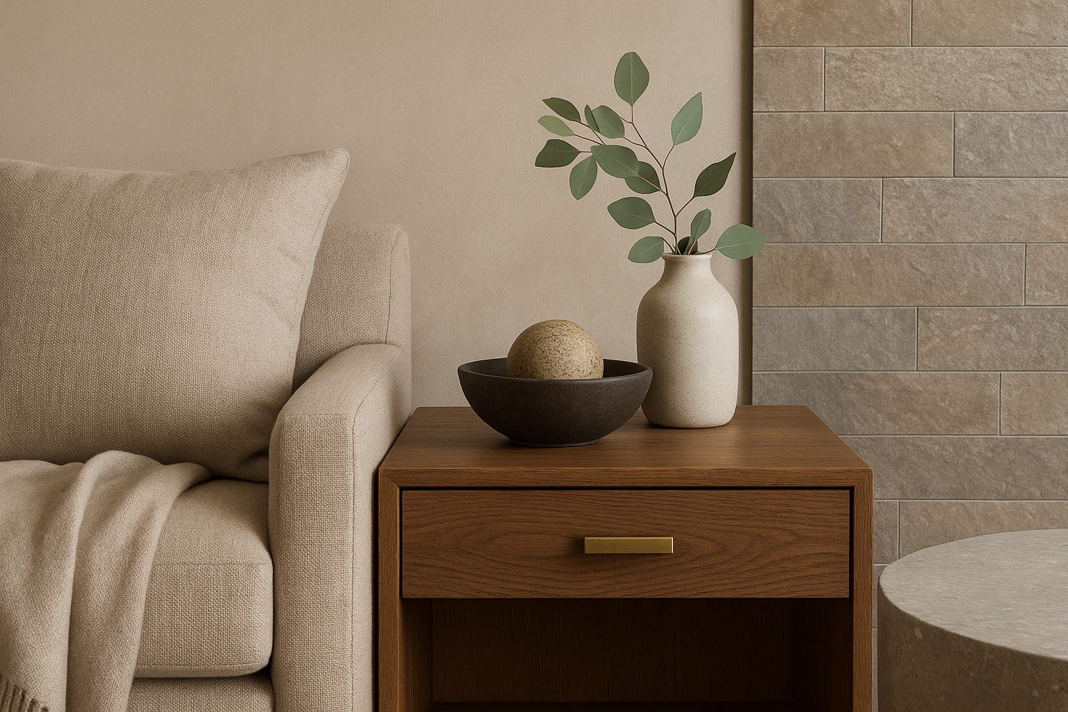 Materials laid out for a small balcony zen makeover: planters, lanterns, privacy screen, rug